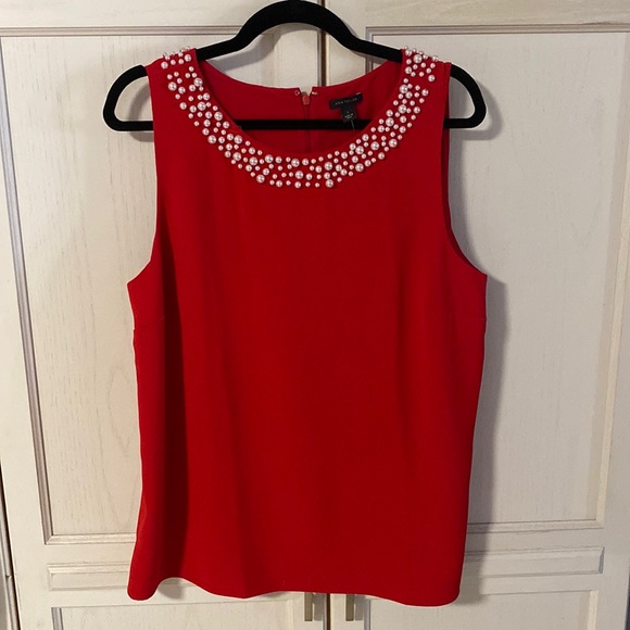 Ann Taylor Tops - A beautiful beaded red sleeveless top in Large